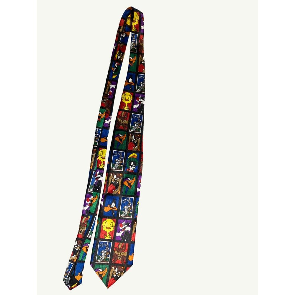 Looney Tunes Postage Stamp Collection Men's Necktie Tweety Bird Roadrunner - Picture 5 of 9